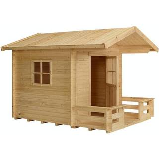 PLUS legehus med terrasse uden tagpap, natur/nåletræ, ubehandlet, 182 x 161 cm + 72 cm