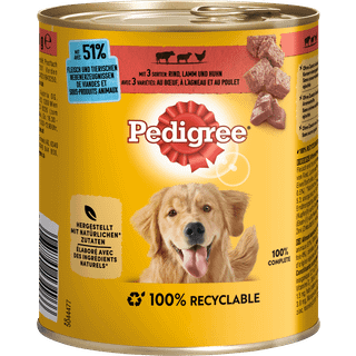 Pedigree 3 typer kød klassisk oksekød, lam og kylling 36.19 DKK/1 kg (12 x 800.0g)