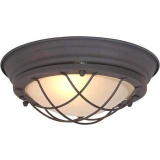 Loftlampe Lisanne, brun, Ø 29 cm, metal, glas, E27
