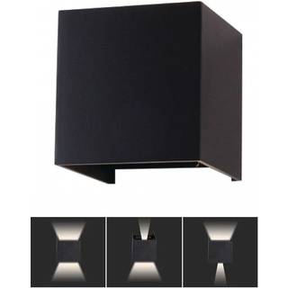 V-Tac 5W LED sort væglampe - Firkantet, justerbar spredning, IP65 udendørs, 230V, inkl. lyskilde - Dæmpbar : Ved tilkøb, Kulør : Varm