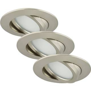 Briloner Bert drejelig LED-indbygningslampe 3 stk., nikkel BERT, dæmpbar, Aluminium/grå/zink, Stue/spisestue, Plast, Moderne, Runde downlight