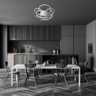 Rizado LED-loftlampe, step-dim, satineret nikkel