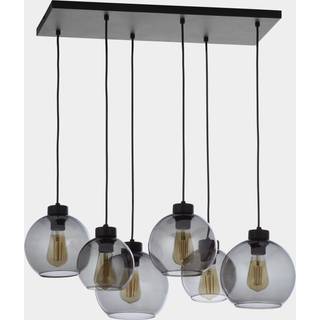 Cubus hængelampe, røggrå, glas, 74 cm lang, 6 lyskilder