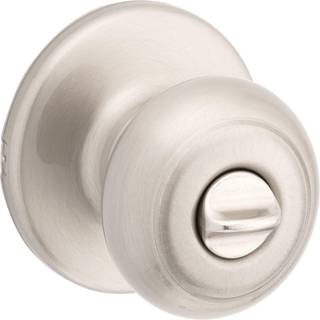 Kwikset Cove Interior Privacy Door Knob med l?sed?r h?ndtag til badev?relse og sovev?relse satin nikkel n?glefri omdrejning l?sed?rring med mikro