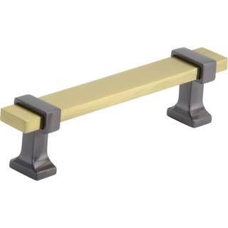 Amerock | Kabinettræk | Børstet guld/sort krom | 3-3/4 tommer (96 mm) Center til centrum | Overton | 1 pakke | Skuffet træk | Skuffehåndtag | Ska