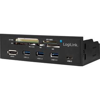 LOGILINK USB HUB 3.0 mit 6-fach Kartenleser schwarz
