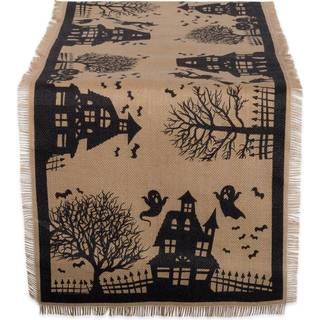 DII Haunted House Burlap Table Runner 14x113