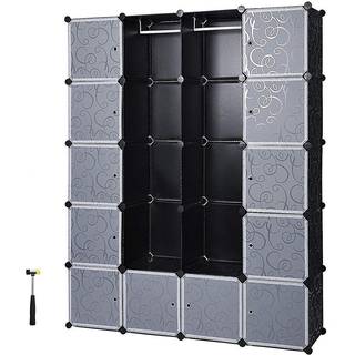 SONGMICS Garderobe med 2 tøjstænger 180 x 145 x 37 cm Sort, Schwarz