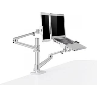 WERGON - Konrad - Justerbar Dual holder - Til en Laptop 11-17" + en Monitor skærm Max 27" - Sølv