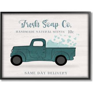 Sinden Industries Fresh Soap Co. Vintage Green Truck Bath Bubbles designad av Natalie Carpentieri Black Framed Wall Art 30 x 24 off-White