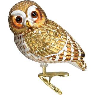 Old World Christmas Clip-on Pygmy Owl Bird Blown Glass Ornament 18067 Gratis boks