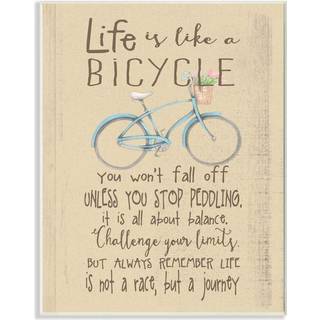 Stupell Industries Life Is Like a Bicycle 'Icon Inspirational Typography Wall Plaque 10x15 Design af kunstneren Regina Nouvel