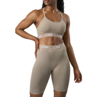 Define Seamless Logo Strappy Sports Bra Taupe