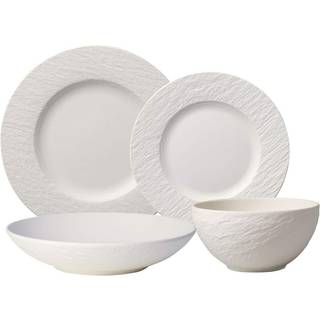Villeroy & Boch Manufacture Rock Blanc 4-Piece Place Setting Plates & Bowls Premium Porcelain lavet i Tyskland Matte White