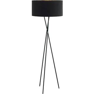 Gulvlampe Fondachelli, lysegrå, hør, trefod, Ø 51 cm