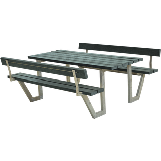 Plus wega bordbænkesæt grå med 2 ryglæn retex 185x177x76/45cm