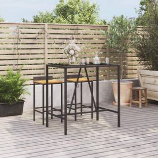 Barbord Med Glasplade Polyrattan - Sort / 110 x 70 x 110 cm