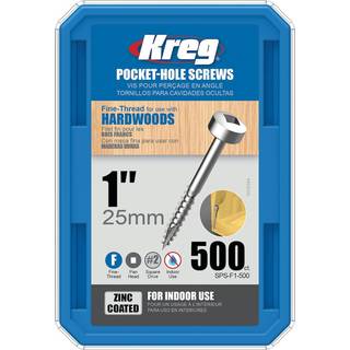 KREG Pocket-Hole skruer 25mm Zinc Coated, Pan-Head fin gevind, 500stk