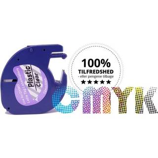 Sort på hvid kompatibel plasttape - 12 mm