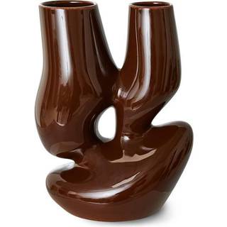 HKliving Ceramic organic vase large 25 cm Espresso