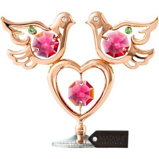 Matashi Rose Gold forgyldt k?rlighedsdyr og hjertebord top ornament med krystaller miniature boligindretning og hukommelsesbevisning gave til jul
