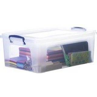 Superio Clear Storage Box med låg 22 kvart plastbeholdere til organisering af stabelbar kasseopbevaringsbinarrangør til hjemmekontorskole og coll
