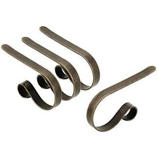 Haute indretning den originale mantleclip -str?mpeholder- 4 -pakke (forvitret messing) - H?ng julestr?mper Lys Garland sikkert fra pejs manteller