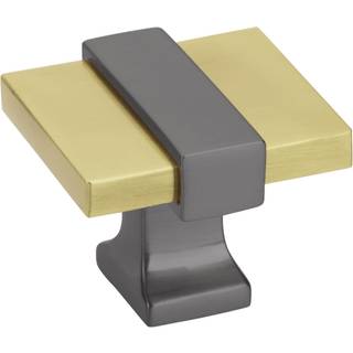 Amerock | Kabinetsknap | Børstet guld/sort krom | 1-3/8 tommer (35 mm) længde | Overton | 1 pakke | Skuffeknap | Skabshardware
