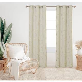Deconovo Light Beige Blackout Curtains 52W X 84L tommer Grommet Lys Blokerende Room Darkering Gardin