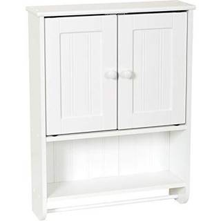 Zenna Home Cottage Badev?relse V?gskabet med 2 hylder og 2 d?re 19 """" W x 25.6 """" H Opbevaringsskab med h?ndkl?destang hvidt