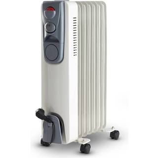 Deski olieradiator med 7 lameller - elektrisk varmelegeme - 1500 W - hvid