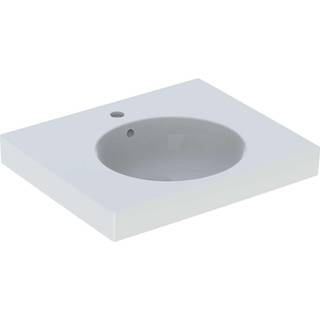 Geberit Preciosa II håndvask med fralægningsplads: B=60cm, T=50cm, Hanehul=Midtpå, Overløb=Synlig, Hvid