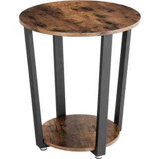 VASAGLE sidebord, rundt endebord med stålstel, rustik brun og sort