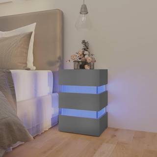 sengebord med LED 45x35x67 cm konstrueret træ grå