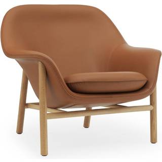 Normann Copenhagen Drape Lounge Chair Low Grey Steel Lænestol Skum Fremstillet Af Fremstillet Af Ramme i Egetræ - Lænestole Læder Brun - 607004