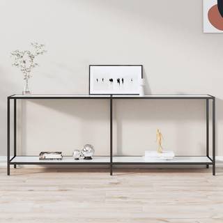 konsolbord 200x35x75,5 cm hærdet glas hvid