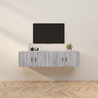 væghængte tv-skabe 2 stk. 80x34,5x40 cm grå sonoma-eg