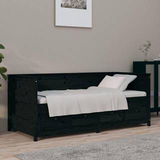 daybed 75x190 cm massivt fyrretræ sort