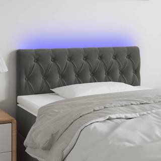 sengegavl med LED-lys 90x7x78/88 cm velour mørkegrå