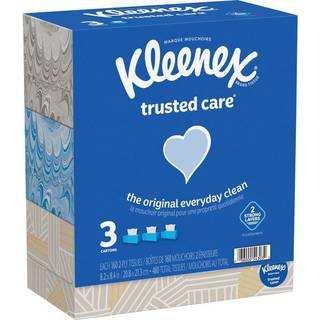 Kleenex Trusted Care Facial Tissues 3 flade kasser 160 v?v pr. Boks 2-lag (480 samlet v?v) emballage kan variere