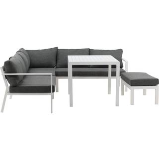 Venture Design Ramos sofagruppe Hvid med grå hynde 2st 2-personers ende, hjørne, midt, pall & bord 140x82 cm