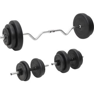 curl-vægtstang og håndvægt med skiver 60 kg