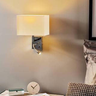 Væglampe Hotel LED, hvid, tekstil, 2 lyskilder, LED-læselampe