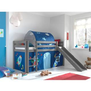 Halvhøj seng med rutsjebane – Pino, grå, Astro gardin og tunnel