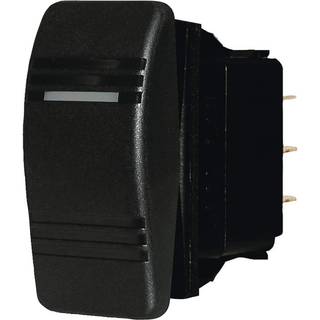 Returfjedrende strømafbryder Blue Sea Systems Contura III Switch DPDT, 2-polet, (På)-Fra-(På), 20 A (12 V) / 15 A (24 V), sort