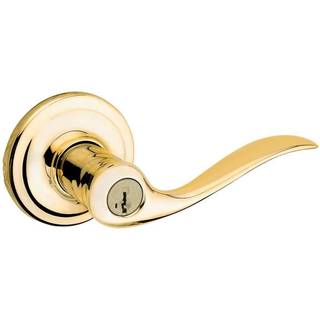 Kwikset 97402-657 Tustin Keyed Entry Lever til garage eller kontordørhåndtag med SmartKey Security med en traditionel designpostpoleret messing (