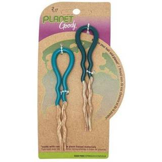 Goody Planet French Hair Pins - Green & Blue - lavet af milj?venligt bambusstof, der er bl?dt og st?rkt - til alle h?rtyper - Smertefrit h?rtilbe