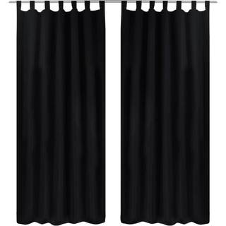 Gardiner i mikro-satin med løkker 2 stk. 140 x 225 cm sort