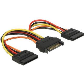 Delock Strømkabel - SATA 15-Pin (Han) Til 2X SATA 15-Pin (Hun) - 15cm