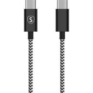 SiGN Skin USB-C til USB-C kabel 2.1A, 2m - Sort/Hvid